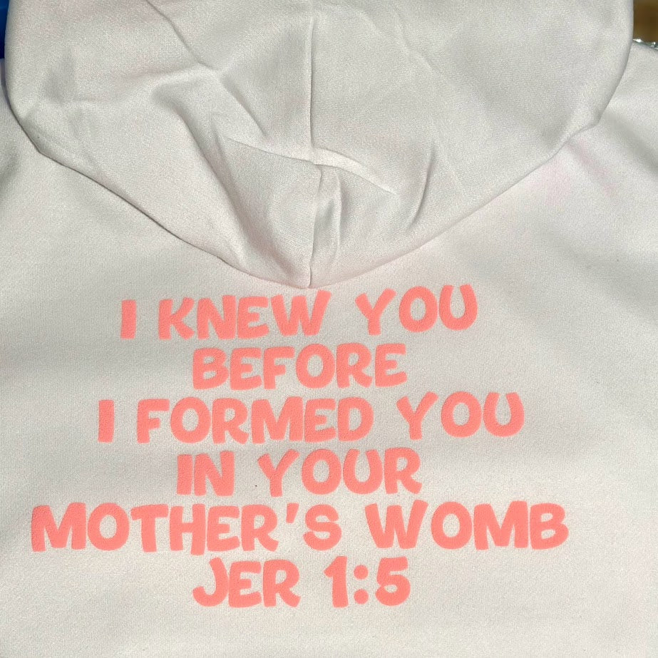My Mom Chose Life Hoodie White with Pink letters